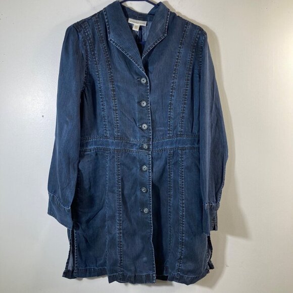 Womens Coldwater Creek Button Up Light Chambray Jean Jacket Blue 10 Tencel - Picture 1 of 9